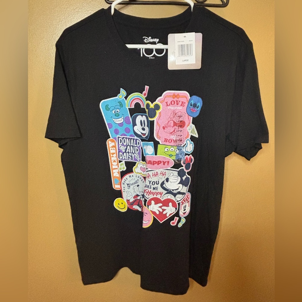 Disney 100th Anniversary Minnie Mouse Stitch Print T-Shirt Womens Size Large NWT